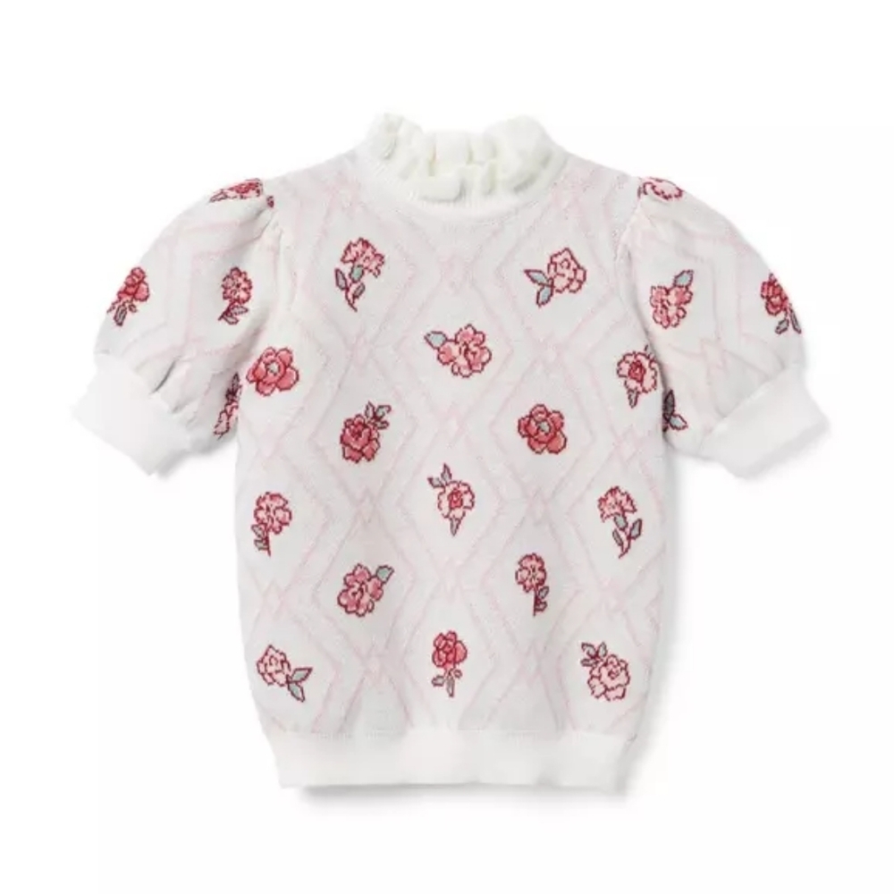 Janie and Jack Floral Argyle Sweater Top